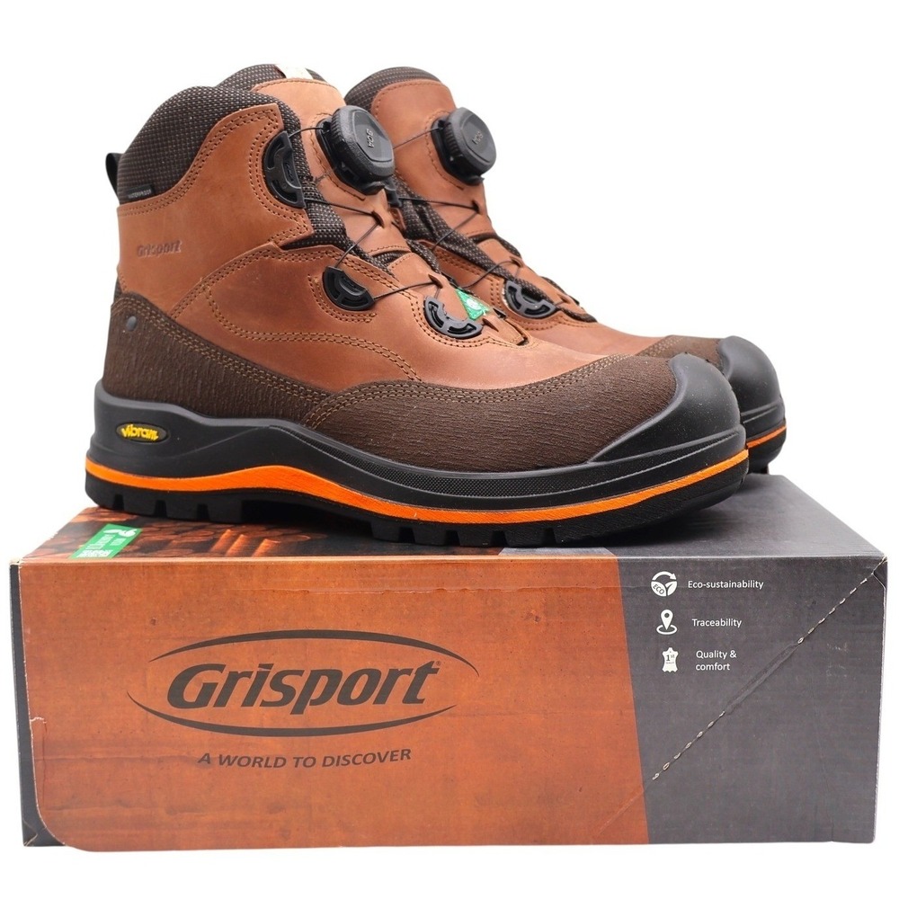 Grisport BOA Wolf Safety Boots Mens 9 Brown Leather Waterproof Vibram EH PR 6in